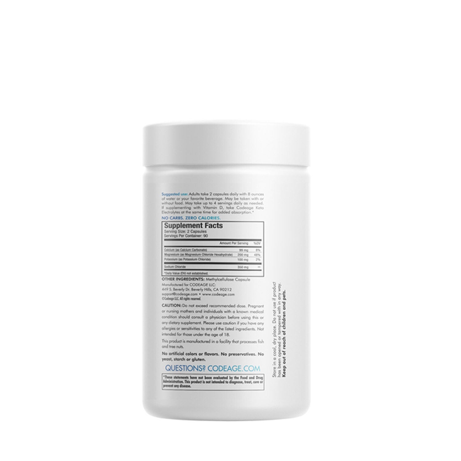 Keto Electrolytes Vegan Ketogenic Minerals Hydration Formula - 180 Capsules (90 Servings)